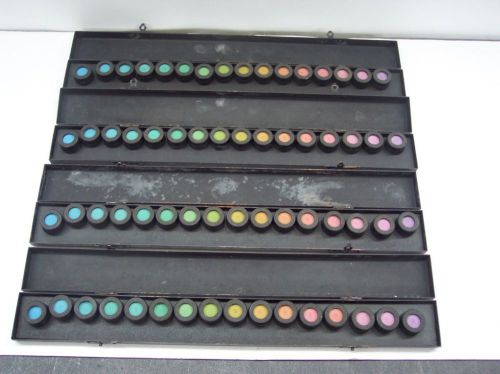 VINTAGE 4 METAL TRAYS 16 PIECES OF SAME TYPE HUE TEST COLOR SET IN EACH TRAY