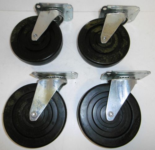 Set of 4 SWIVEL 5&#034; CASTERS PLATED WHEEL 5&#034; x 1-1/4 &#034;; PLATE: 2-3/4&#034;x 3-3/4&#034; 1013
