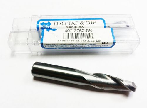 (Lot of 2) 3/8&#034; OSG Solid Carbid 2 Flute Ball Nose End Mill (O 740)