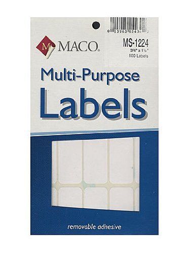 Maco1224 Multi-Purpose  Labels rectangular 3/4 in. x 1 1/2 in [PACK OF 6 )