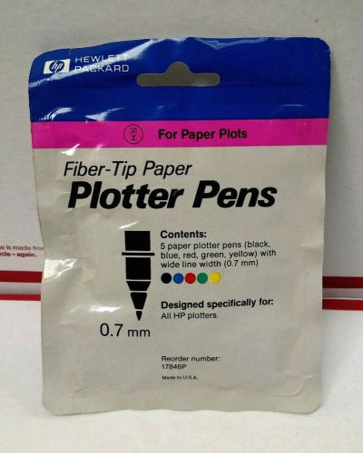 HP Fiber-Tip Paper Plotter Pens -Black, blue, red, green, yellow .7mm width  #A3