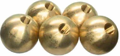 Five 5/8&#034; dia.  threaded 10-32 brass balls drilled tapped for sale