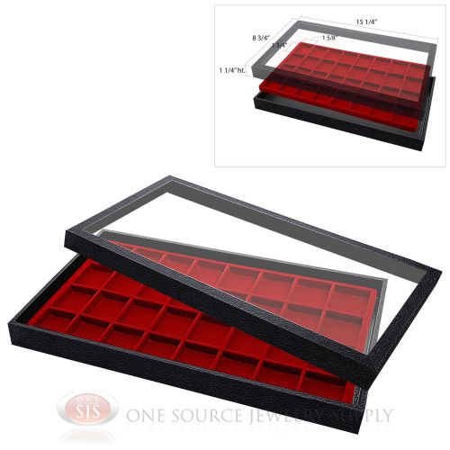 (1) Acrylic Top Display Case &amp; (1) 32 Compartmented Red  Insert Organizer