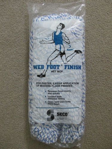 NEW SECO LARGE WEB FOOT BLUE WET FINISH MOP HEAD 1&#034; BAND LOOPED ENDS FREE SH