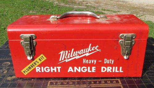 Vintage Milwaukee 1/2&#034; Right Angle Drill, Auger Bits, Metal Box