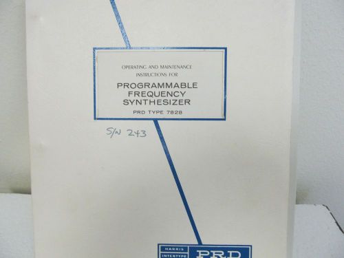 PRD Electronics Type 7828 Programmable Freq. Synthesizer Op/Maint Instructions