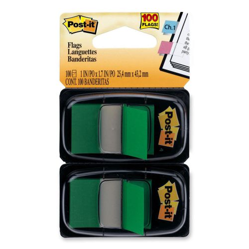 3M Post-It 680-GN2 Green 1&#034; Flags, 2 packs of 50