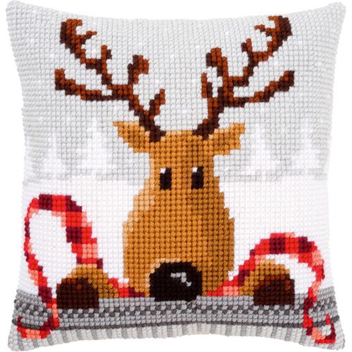 Reindeer With A Red Scarf I Cushion Cross Stitch Kit-16&#034;X16&#034;