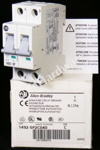 New allen bradley 1492-sp2c040 /c supplementary protector/circuit breaker 2-p 4a for sale