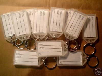 6  &#034;CLIK-IT&#034;  KEY LABEL  TAGS  with RING   (ALL CLEAR)