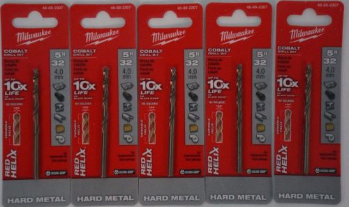Lot of 5 Milwaukee 48-89-2307 5/32 in. Thunderbolt Cobalt Drill Bit Red Helix