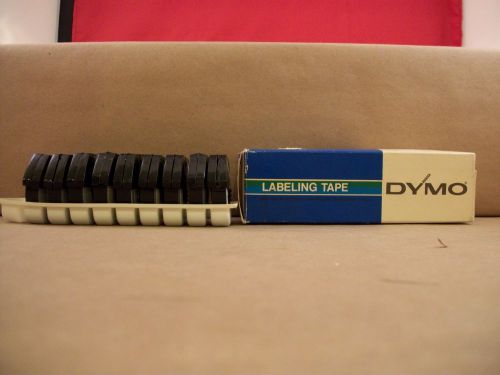 Box of 9 Dymo Black Labeling Tape - 3/8&#034; x 144&#034; - NOS