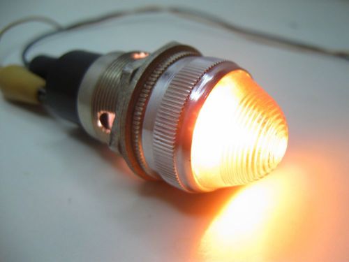 Vintage DIALCO Panel Mount Indicator Light 1” Orange Beehive Dome Lens w/ Bulb