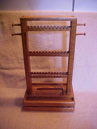 Solid oak swiveling jewelry counter earring/necklace display rack for sale