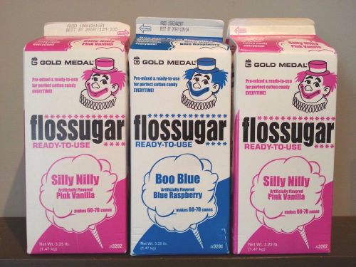 Gold Medal Cotton Candy Carnival Floss Sugar -1 BooBlue &amp; 2 SillyNilly (3 Total)