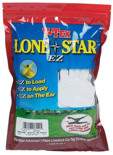 Y-tex lone star ez one-piece ear tags, medium white blanks, pack of 25, new! for sale