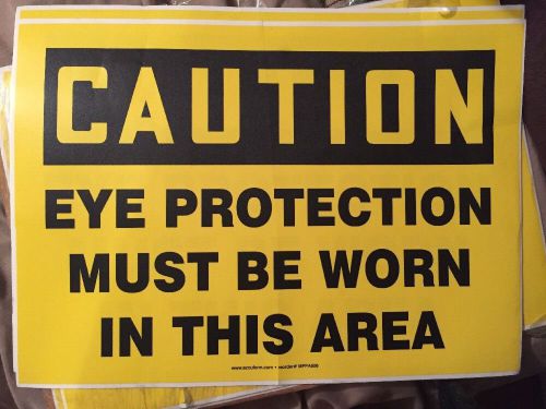 CAUTION Eye Protection Must be worn in This Area - OSHA Safety DECAL 10&#034; x 14&#034;