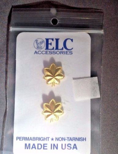 NIP ELC Small Gold Major Leaf Collar Brass Lapel Pin - Police Sheriff