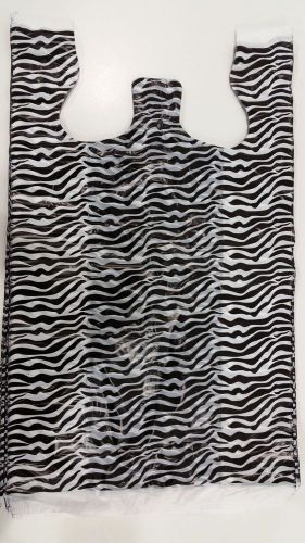 Zebra Print T-Shirt Bags 500pc 11.1/4&#034;W x 6&#034;D x 21.1/2&#034;H