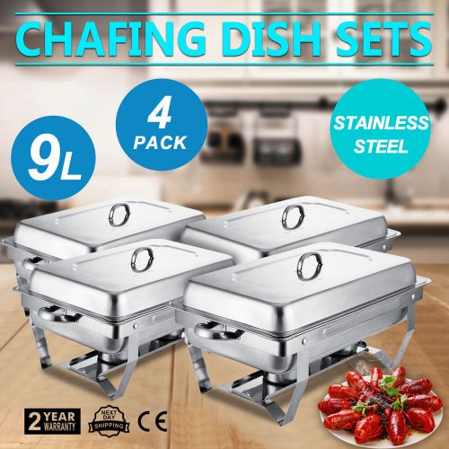 4 PACK CHAFING DISH SETS BUFFET CATERING 9 QUART FOOD WARMER PARTY PACK GOOD