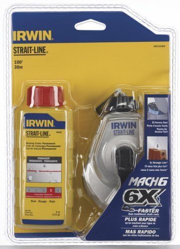 Irwin tools strait-line mach6 6x high-speed refillable chalk line reel 100ft for sale