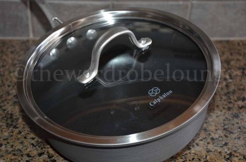 New calphalon 2pc 3qt commercial hard-anodized nonstick sauce chef pan &amp; cover for sale