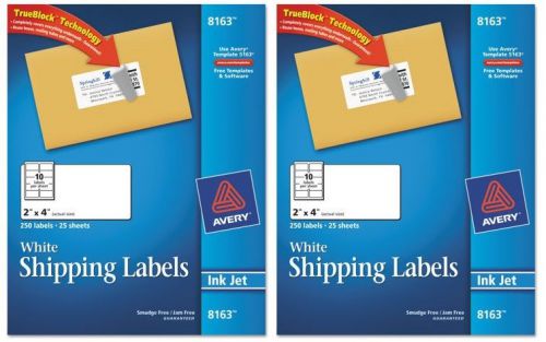 Avery inkjet mailing labels 2&#034; x 4&#034; white 500ct for sale