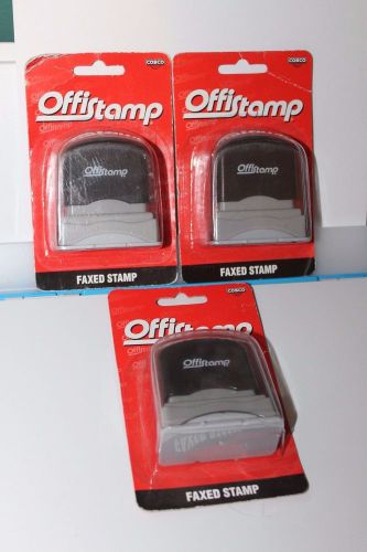 3 cosco offistamp faxed ink stamp blank window 1/2&#034;x1-5/8&#034; red ink lot of 3 new for sale