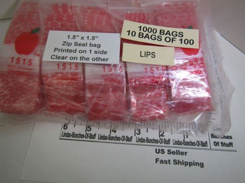 1000 lips 1 1/2&#034; x 1 1/2&#034; 2 mill plastic zip seal bags new! for sale
