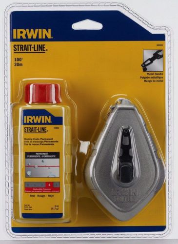 New! irwin strait-line chalk &amp; reel combo set 4 oz red chalk + 100&#039; line 1932881 for sale