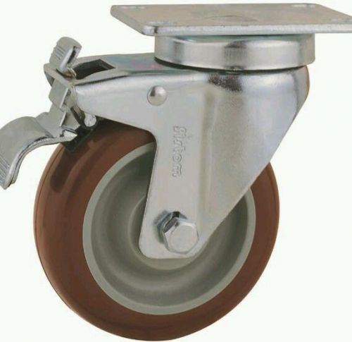 5&#034; swivel caster total lock brake maroon  tread set of 4 for sale