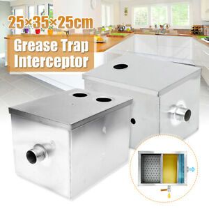 Single/Double Inlet 8LB 5GPM Grease Trap Interceptor Oil Water Separator Kitchen