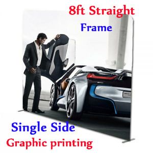 8ft Straight Heat Transfer Fabric Trade Show Display Booth Back Wall with Print