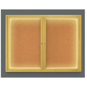 UNITED VISUAL PRODUCTS UV316ILED-GOLD-CORK Corkboard,Lighted,Gold,Cork,2