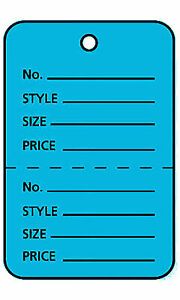 Large Unstrung Blue Perforated Coupon Price Tags (1” W x 2”H) - Box of 1,000