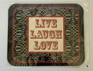 Live Laugh Love Mousepad Mouse Pad  7.5&#034; x 9&#034; Red Black Cream Swirls Michael&#039;s