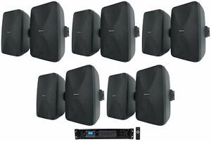 Rockville 6-Zone Commercial/Restaurant Bluetooth Amp+10 Black 6.5&#034; Wall Speakers