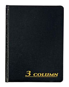 Adams Account Book, 7 x 9.25 Inches, Black, 3-Columns, 80 Pages ARB8003M