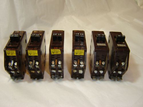 Wadsworth circuit breakers 15/15 20/15 type b set of 6 lot 1 for sale