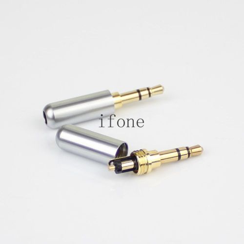 New 3.5mm 3 Pole Male Repair headphone Jack Plug Metal Audio Soldering silver