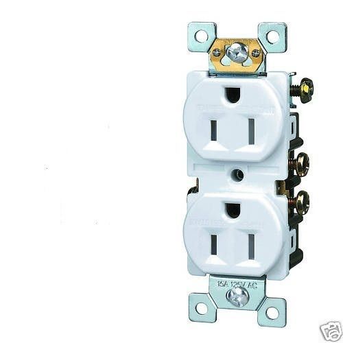 10/pk standard duplex receptacles 15a white outlet nema 5-15r plug ul listed for sale