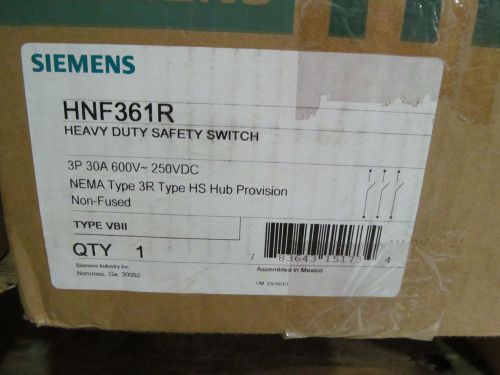 Siemens HNF361R 30 Amp Disconnect 600 V 3 R Enclosure