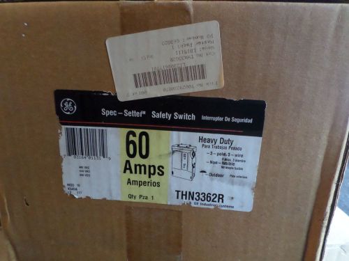 (1) GE THN3362R SPEC SETTER SAFETY SWITCH 60 AMP 3 POLE FREE US SHIPPING!!