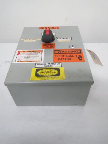 HUBBELL LMTS1004E MANUAL TRANSFER SWITCH 100A 480V 4P DISCONNECT SWITCH B348111