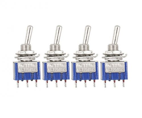 4 Pcs AC 125V 6A 3 Pin SPDT On/Off/On 3 Position Mini Toggle Switch Blue