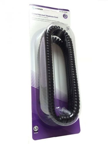 Steren bl-322-025bk 25&#039; black coiled handset cord for sale
