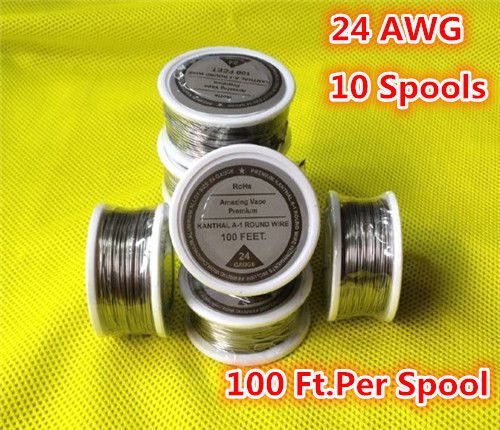 10 spools x 100 feet kanthal a1 round wire 24 gauge awg,(0.51mm),24 resistance ! for sale