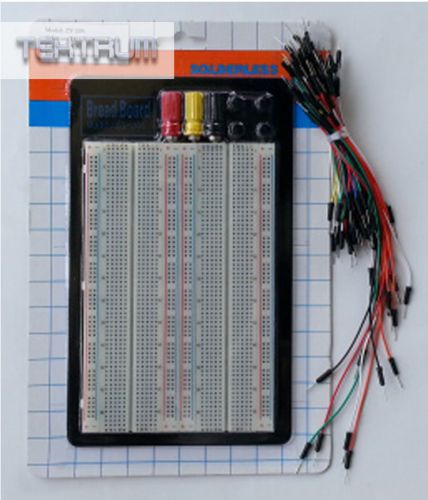 Tektrum externally powered solderless 1660 tie-points breadboard w/ jumper wires for sale