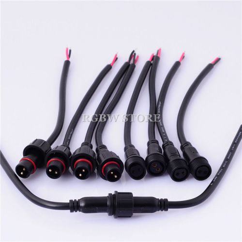100 pairs 2pin 20AGW Led IP67 Waterproof Connector Cable,Black, Male&amp;Female PVC
