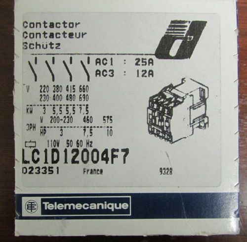 Telemecanique contactor lc1d12004f7 for sale